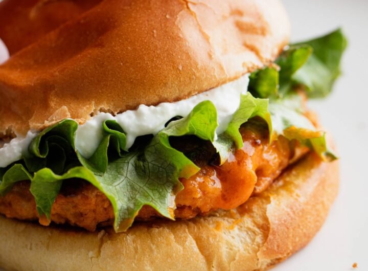 Buffalo Chicken Burgers with Whipped Feta Spread Recipe