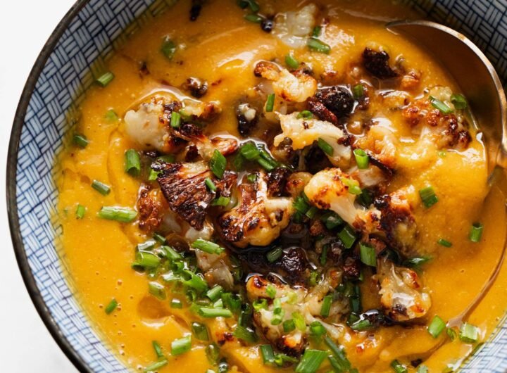Sweet Potato Soup with Roasted Cauliflower Crumbles Recipe