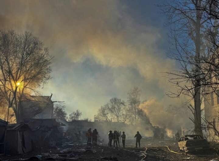 Rescuers work at the site of a Russian missile strike, amid Russia's attack on Ukraine, in Kharkiv, Ukraine March 7, 2025