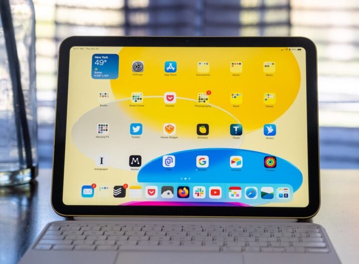 A 10th-gen iPad in an Apple Magic Keyboard Folio.