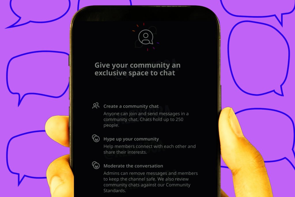 Description of upcoming Instagram Community Chats feature.