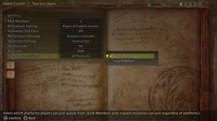 How to turn crossplay on or off in Monster Hunter Wilds