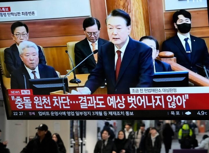 TV Screen shows President Yoon Suk Yeo
