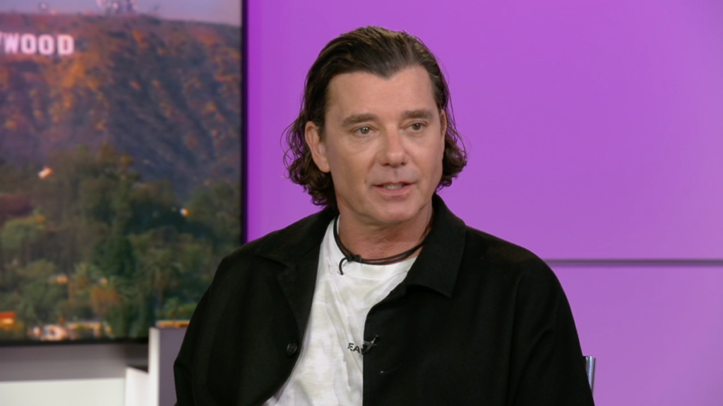 Gavin Rossdale, wearing a black jacket over a T-shirt and sitting in a chair, speaks to Fox News Digital on set in Los Angeles.