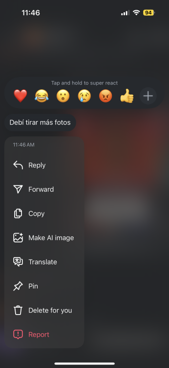 An Instagram DM